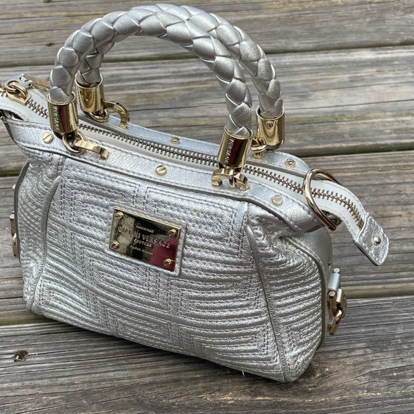 Gianni Versace Silver Tone Women Bag Small Hand Bag Made in Italy - Picture 2 of 15